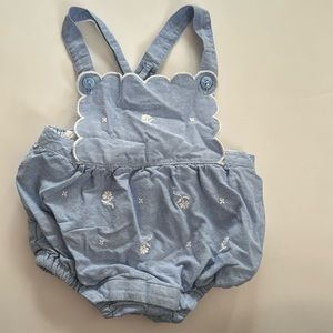 Janie and Jack - BABY EMBROIDERED FLORAL OXFORD OVERALL 0-3
